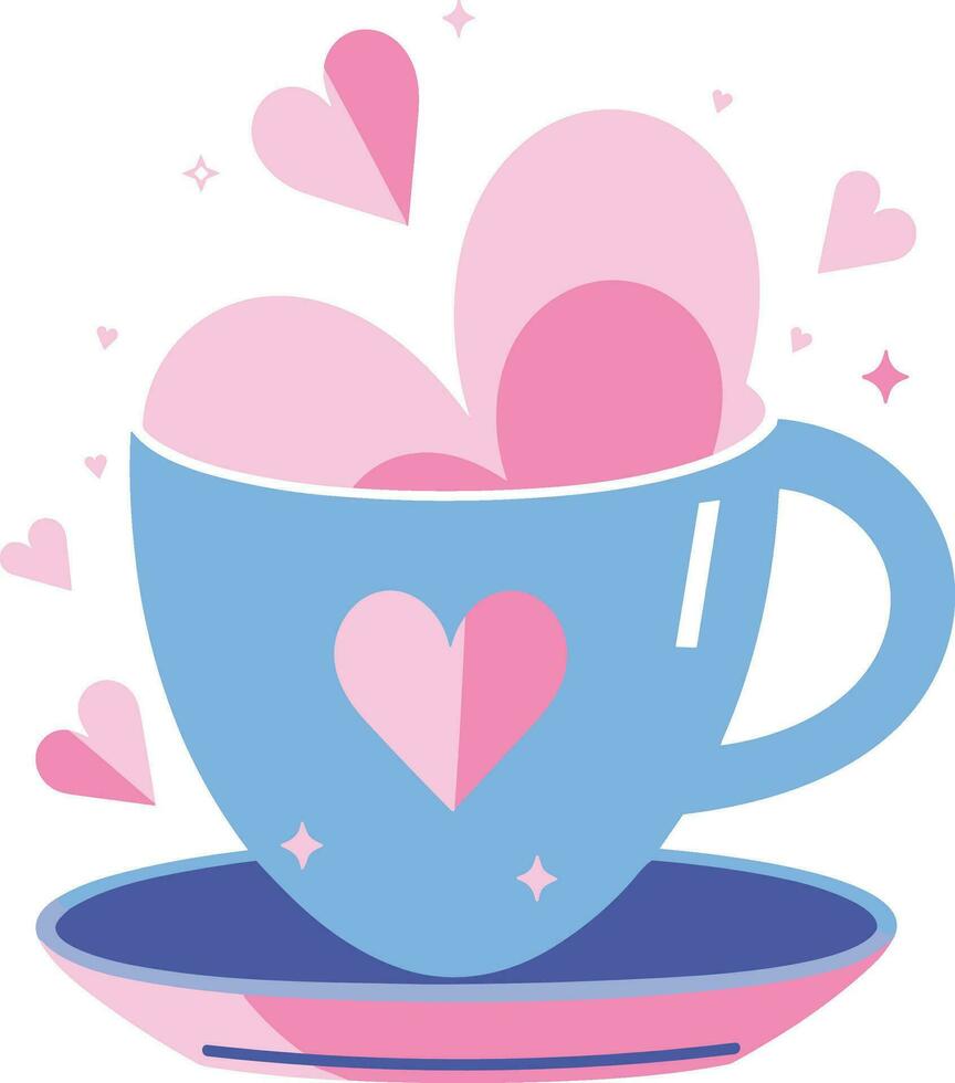 coffee mug with heart in UX UI flat style vector