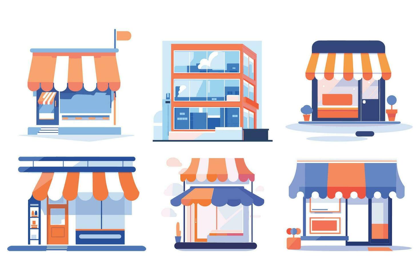 Storefront facade for online stores in UX UI flat style vector