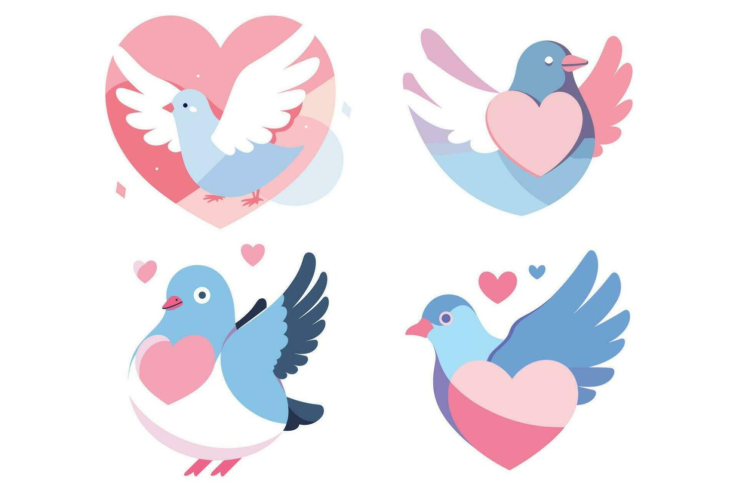 white dove with heart in the wedding concept in UX UI flat style vector