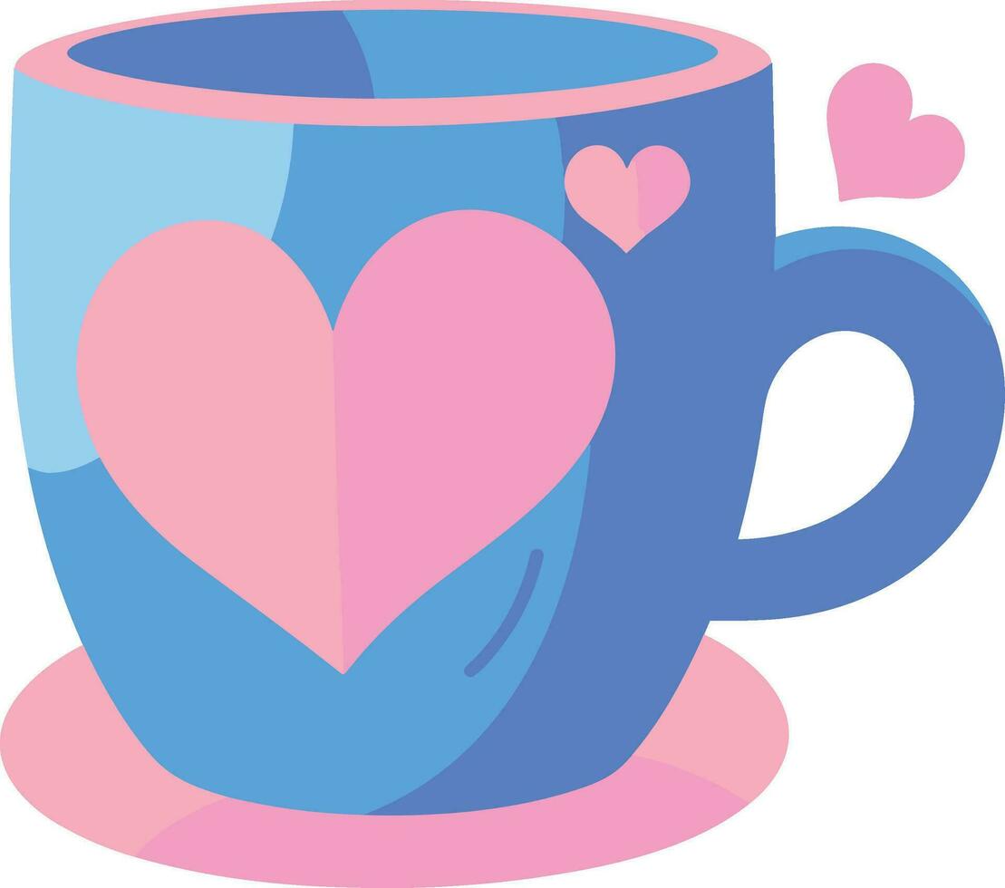 coffee mug with heart in UX UI flat style vector