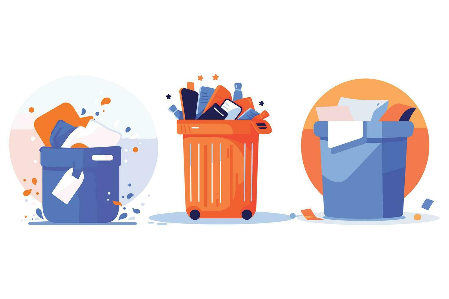 Trash can for recycling in UX UI flat style vector
