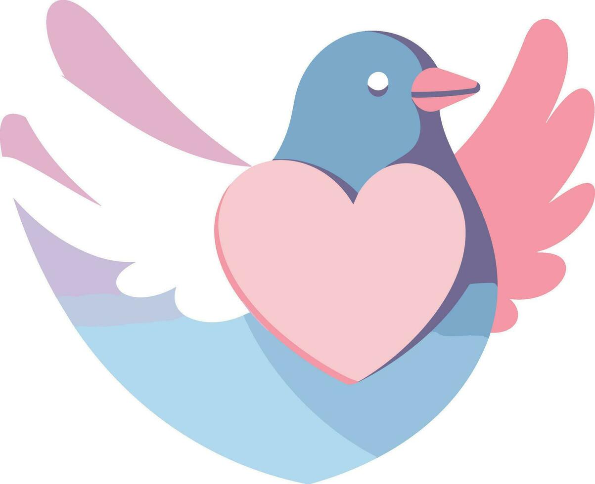 white dove with heart in the wedding concept in UX UI flat style vector