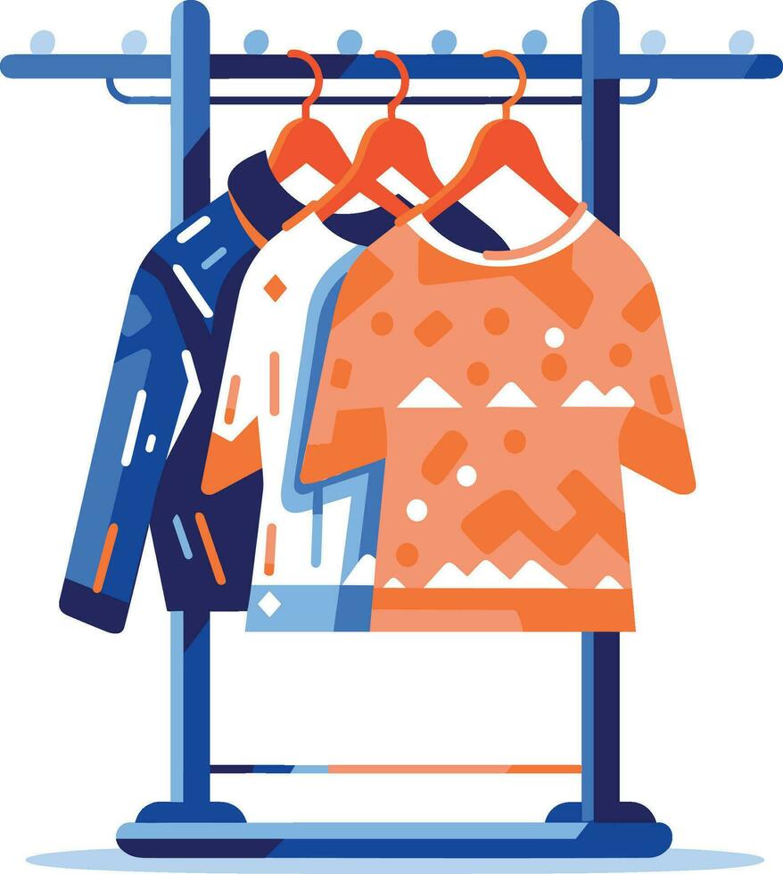 Clothing store and coat rack in UX UI flat style vector