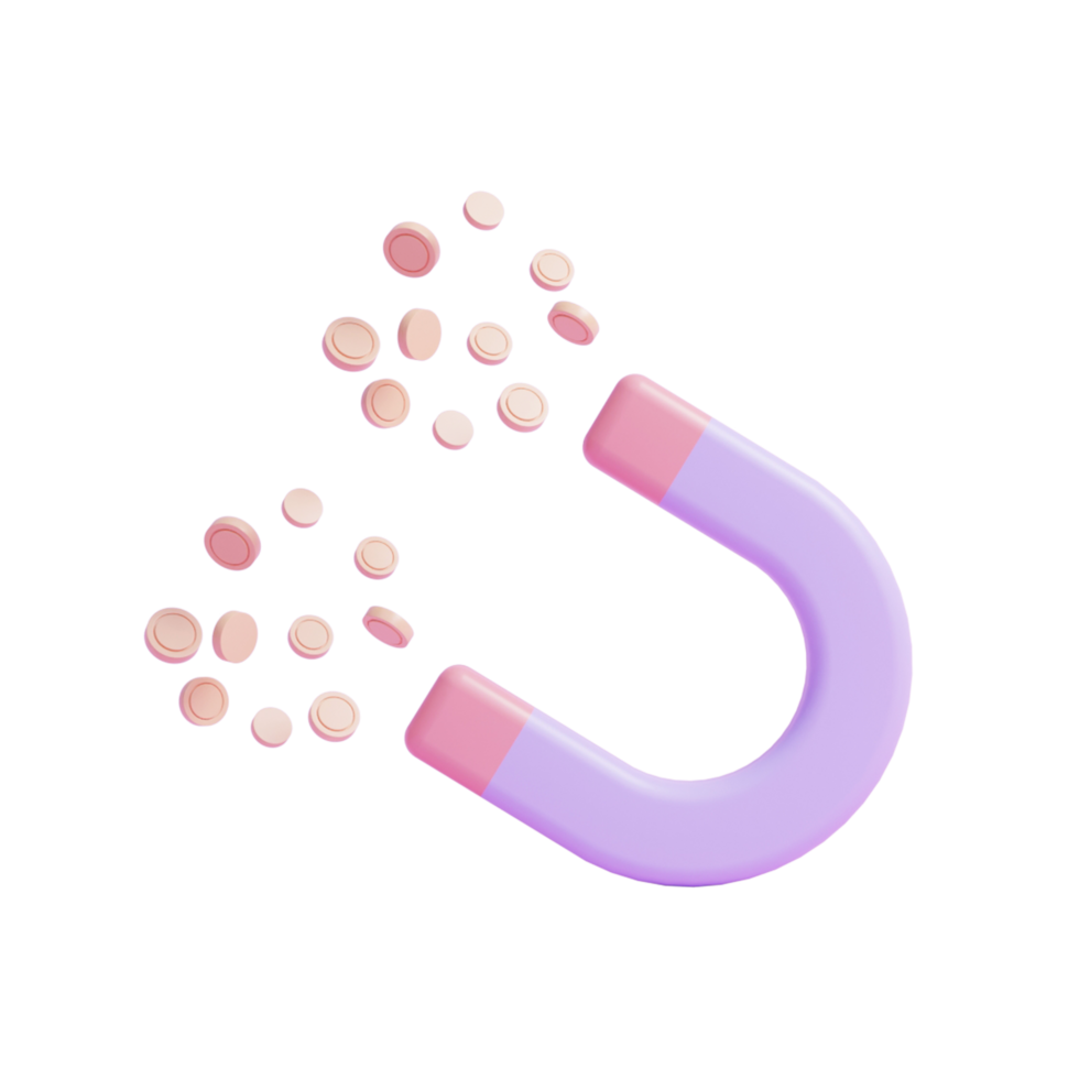 3d magneet aantrekken investeringen bedrijf geld munt concept icoon png