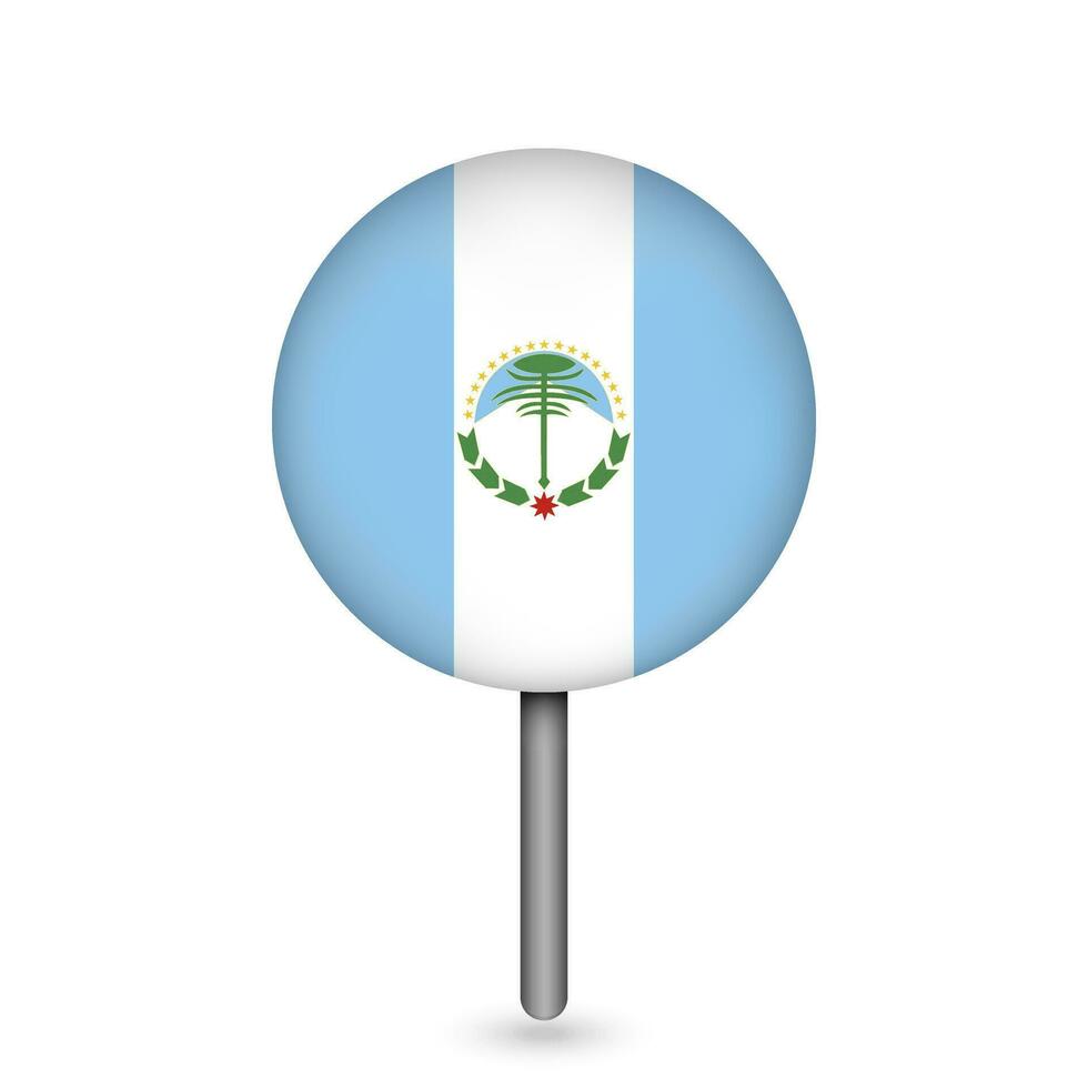 Map pointer with Neuquen Flag. Vector illustration.