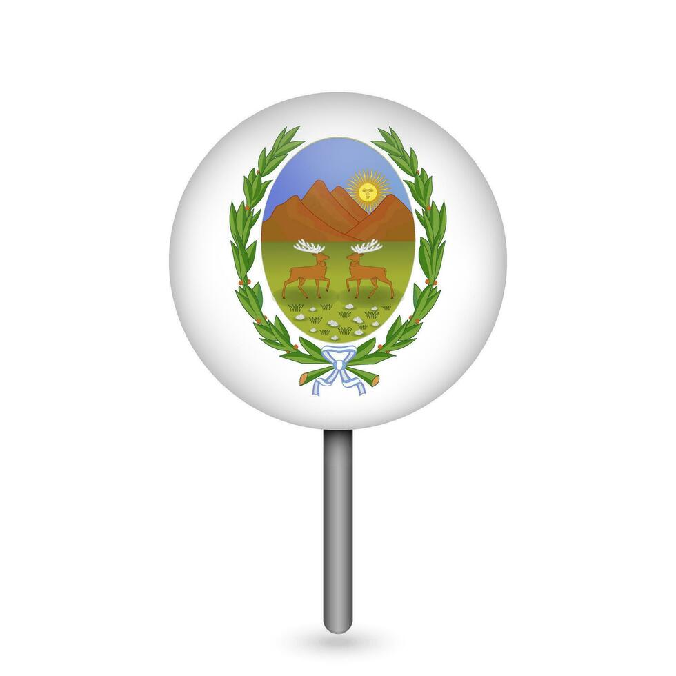 Map pointer with San Luis Flag. Vector illustration.