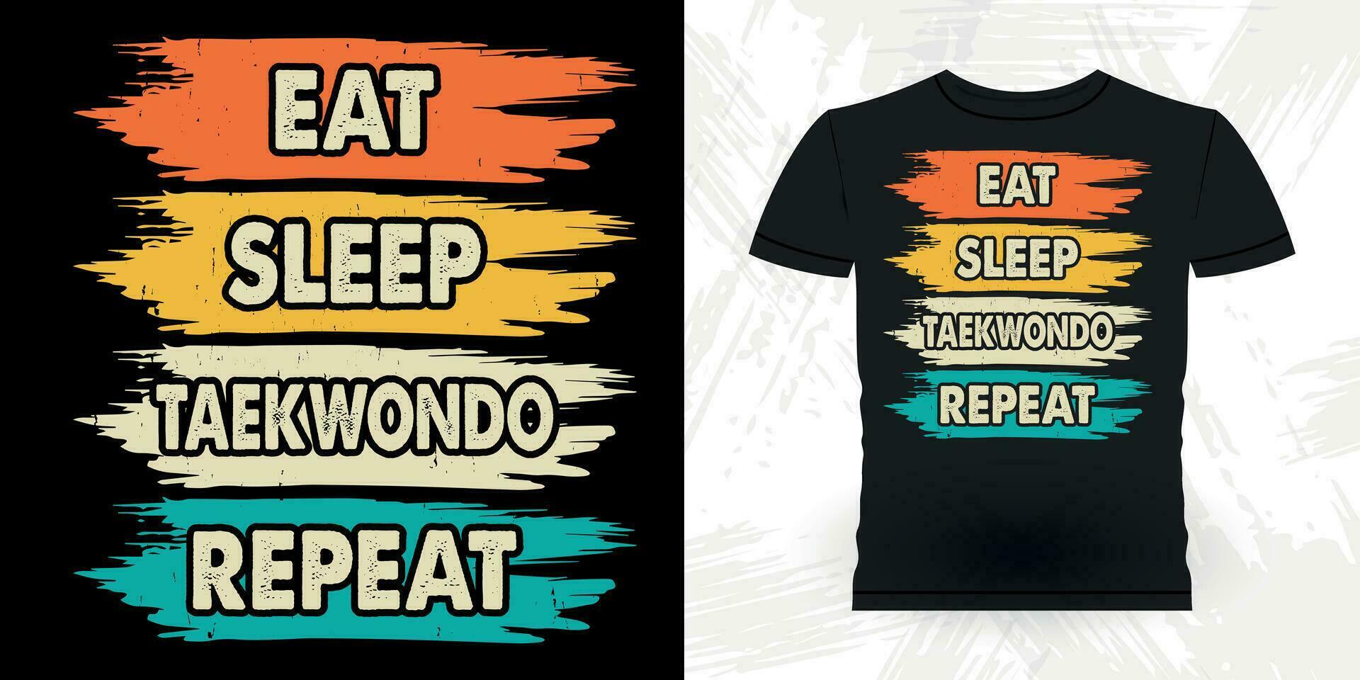 comer dormir taekwondo repetir gracioso kárate formación retro Clásico kárate camiseta diseño vector