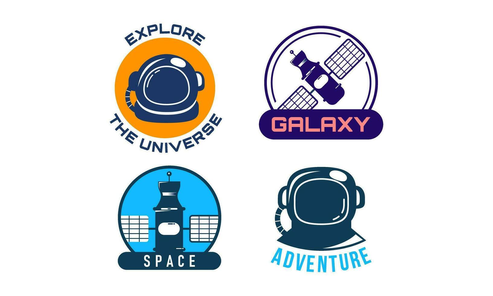 Spacecraft and pressure suit space exploration isolated icons vector