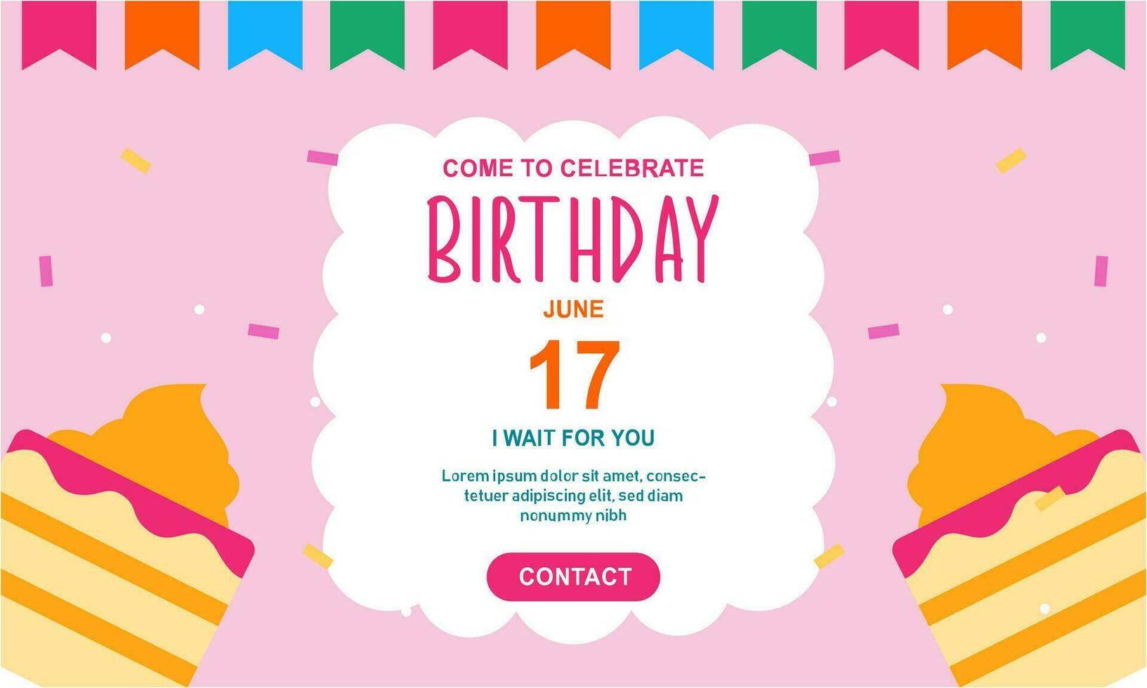 Invitation birthday party banner concept vector