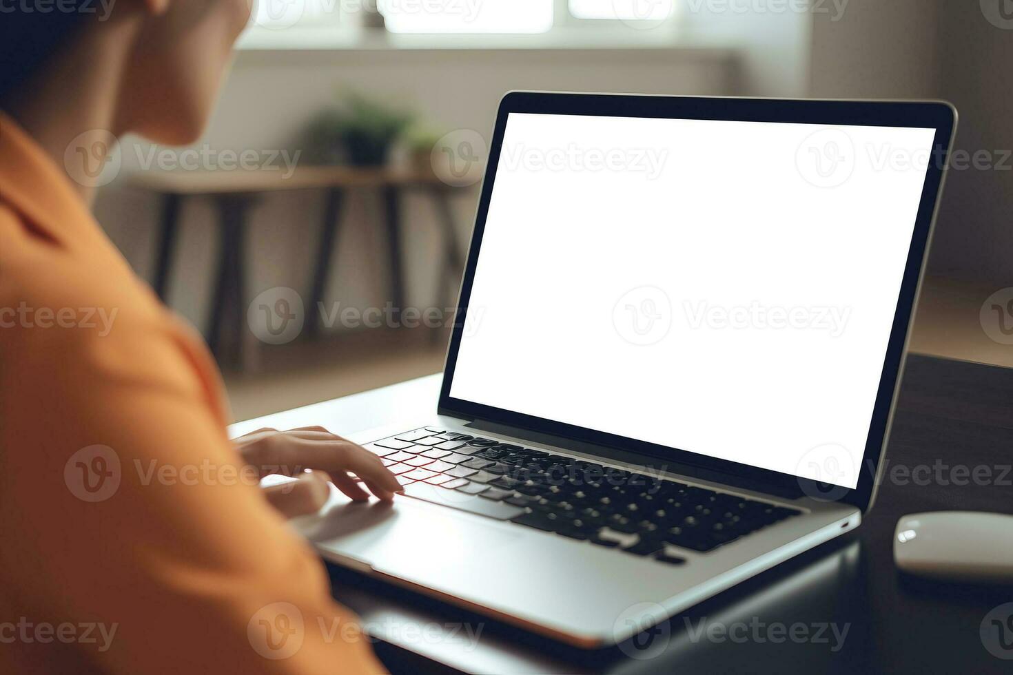 Woman having discussion or web conference chat. Work or study from home, freelance, online video conferencing, e-learning, web chat meeting, distance education. AI Generated photo