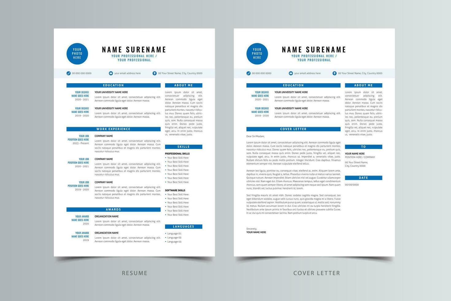 Resume Template, Professional Modern Resume Template, CV Template vector