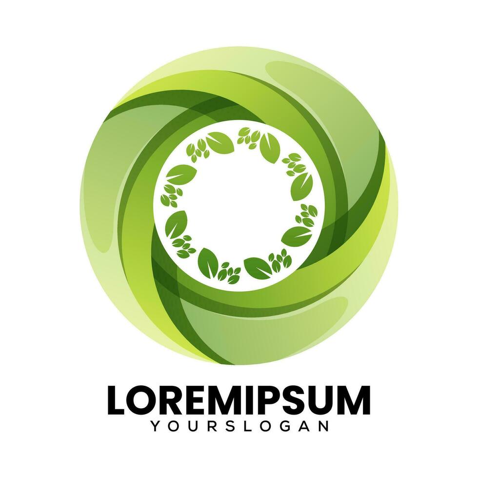 circle and leaf icon colorful logo design vector
