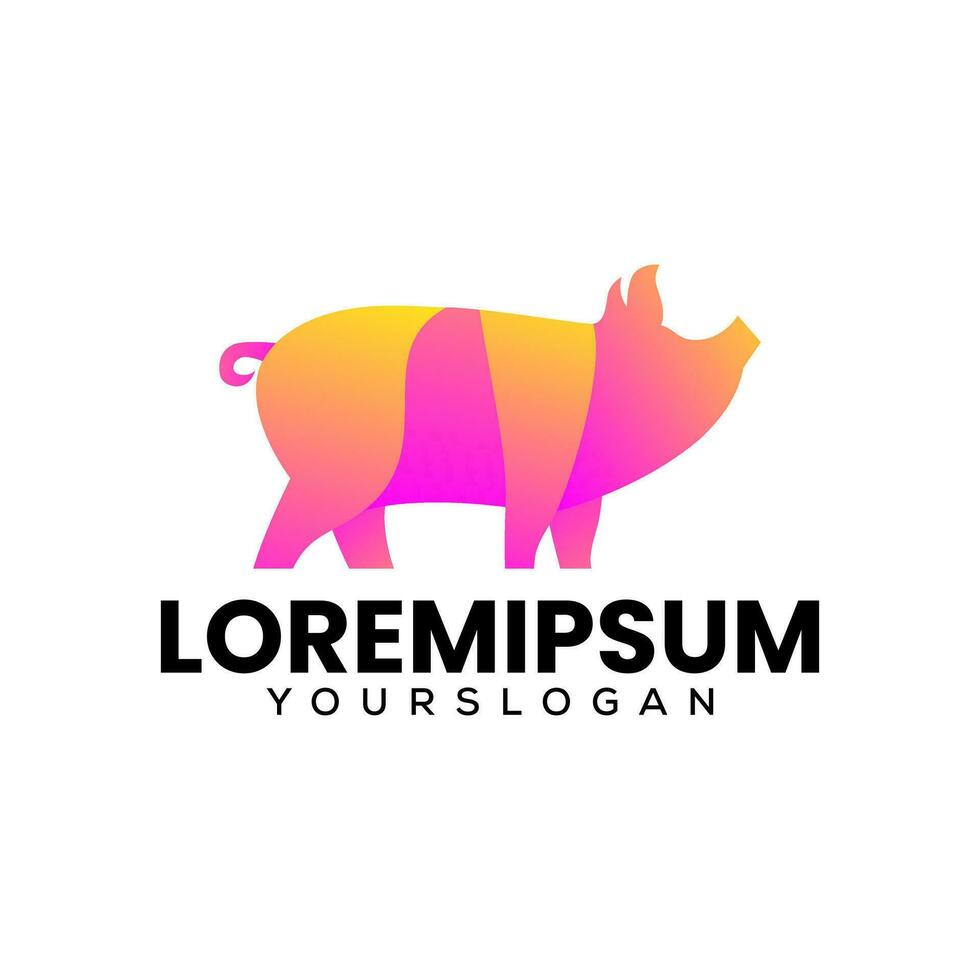 pig icon gradient logo design vector