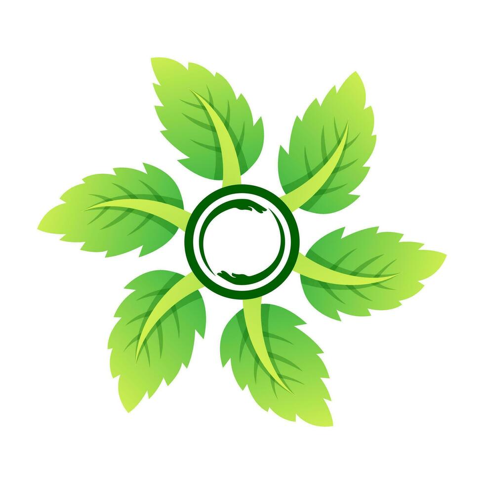 mint leaf farmer logo icon design vector