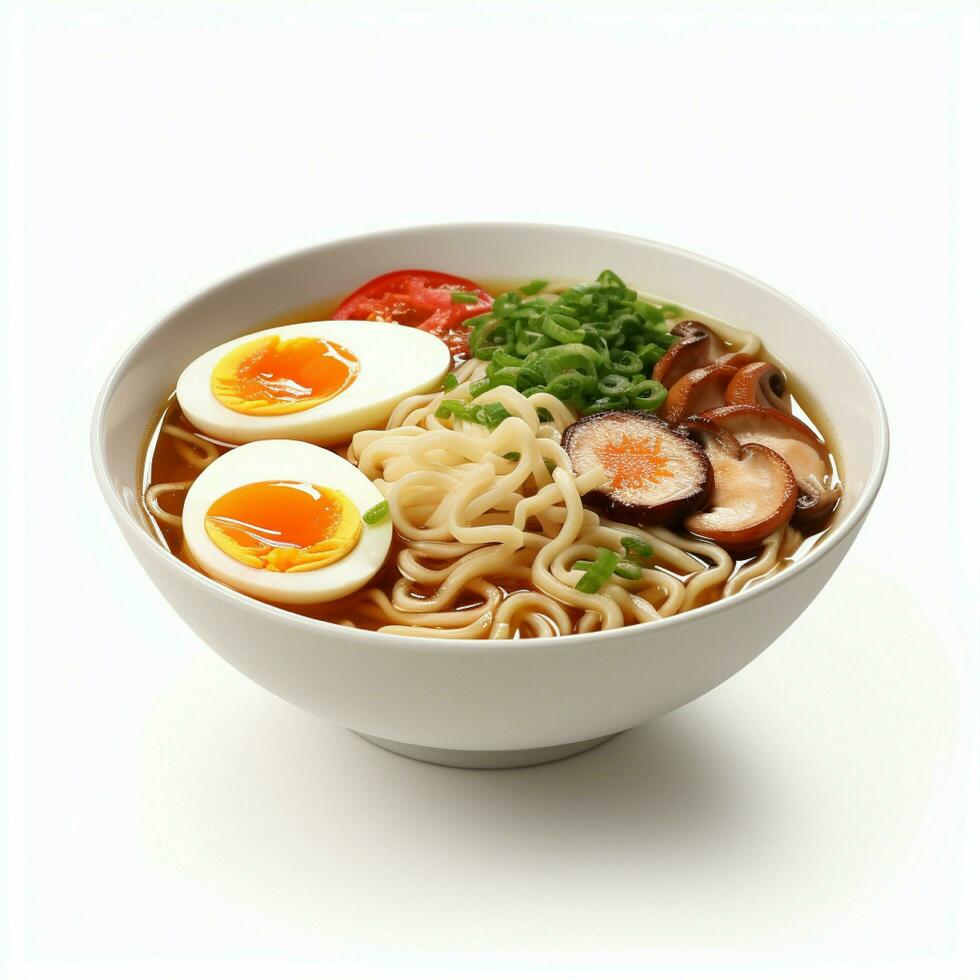 AI generative of a delicious ramen in the bowl, white background photo