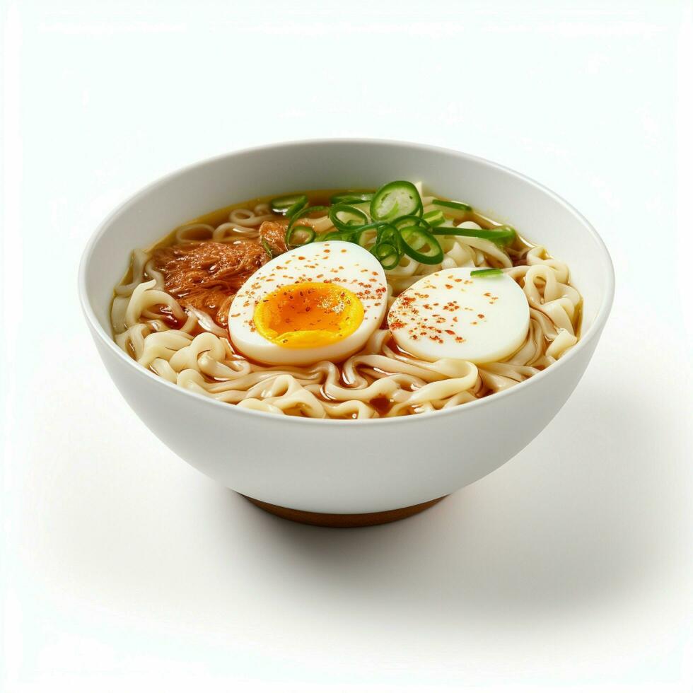 AI generative of a delicious ramen in the bowl, white background photo