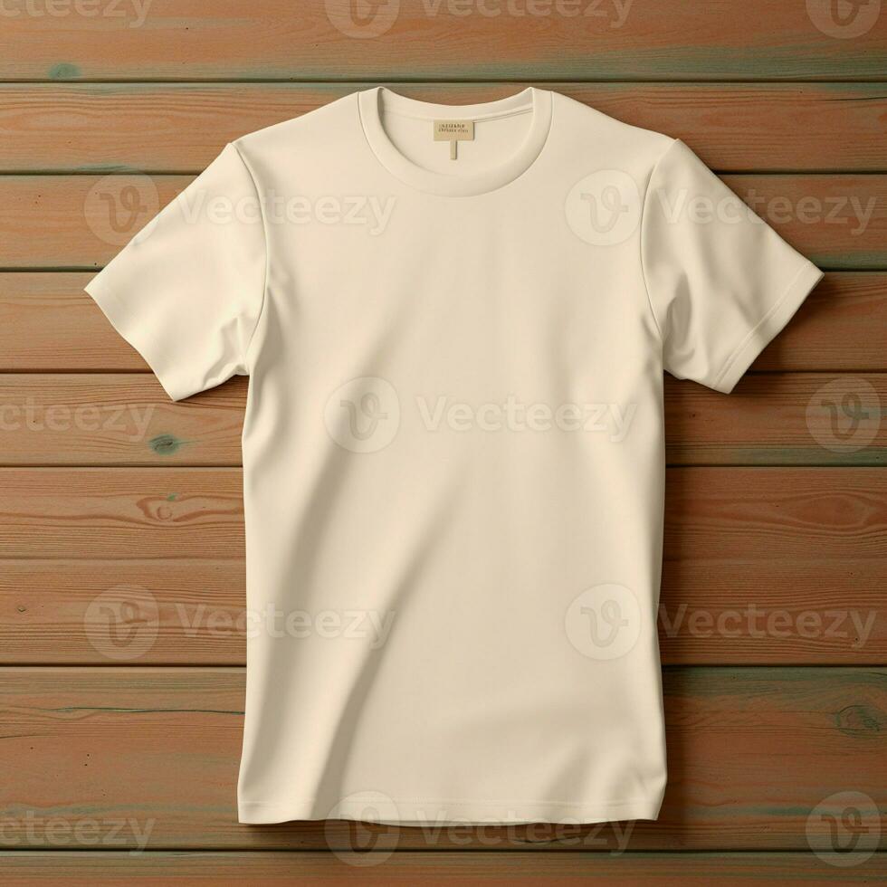 AI generative of a blank t-shirt in cream color in high quality, perfect to create a mockup preview photo