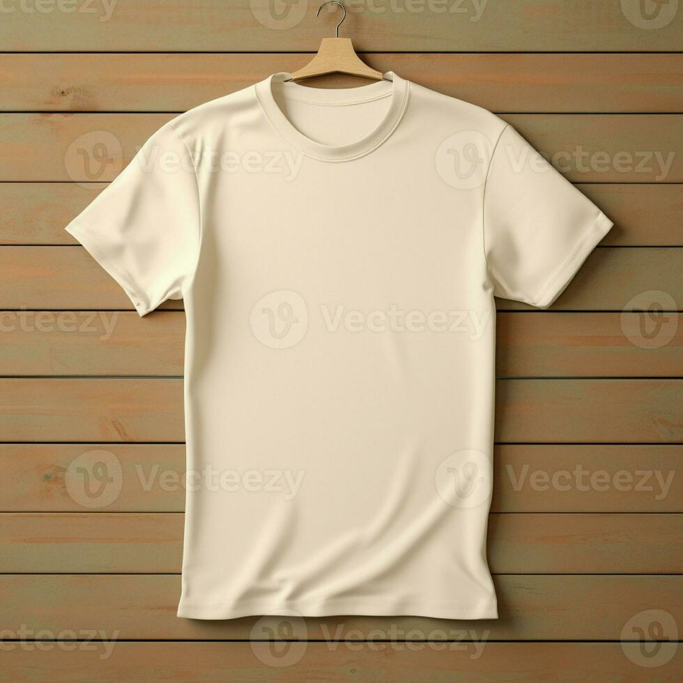 AI generative of a blank t-shirt in cream color in high quality, perfect to create a mockup preview photo