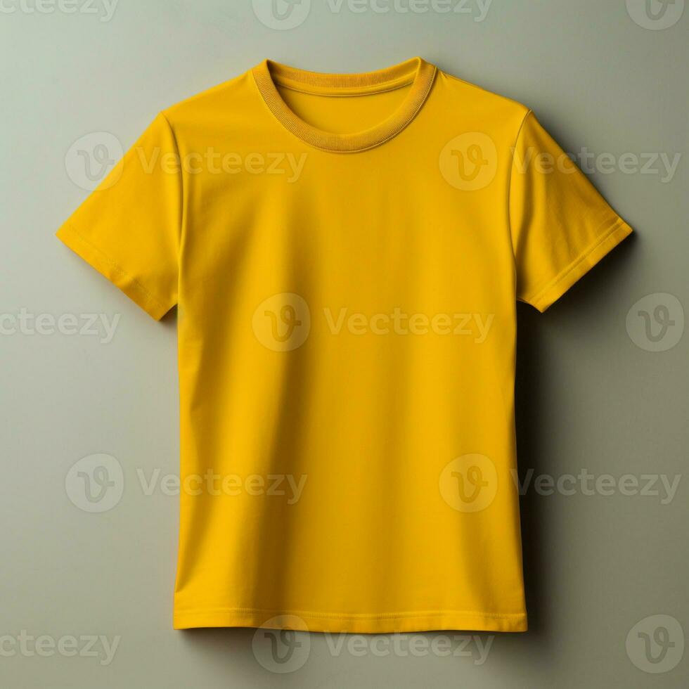 AI generative High quality blank t-shirt in yellow color, perfect to create mockup preview photo