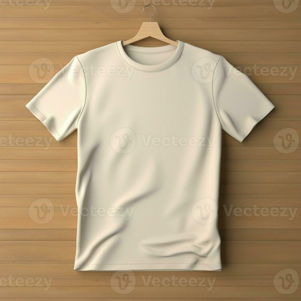 AI generative of a blank t-shirt in cream color in high quality, perfect to create a mockup preview photo