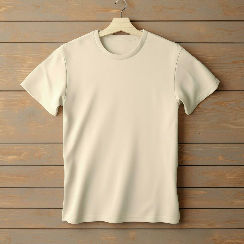 ai generativo de un blanco camiseta en crema color en alto calidad, Perfecto a crear un Bosquejo avance foto