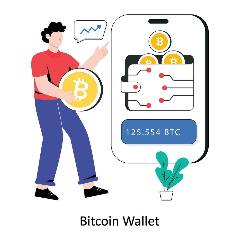 Bitcoin Wallet  flat style design vector illustration. stock illustration