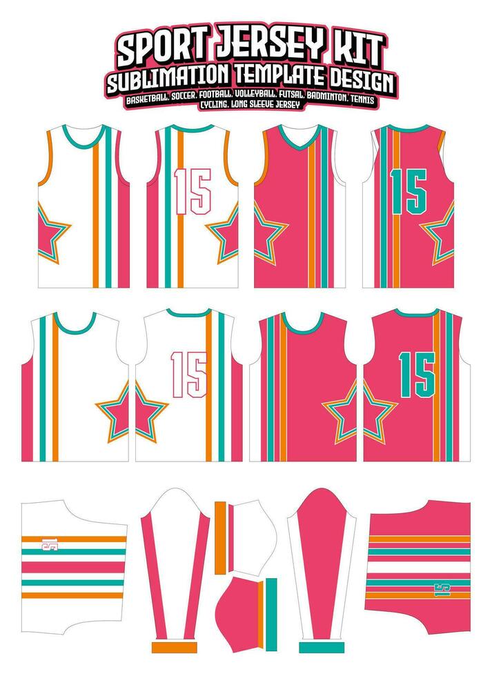 Star Stripes Simple Jersey Design Sportswear Pattern Template vector