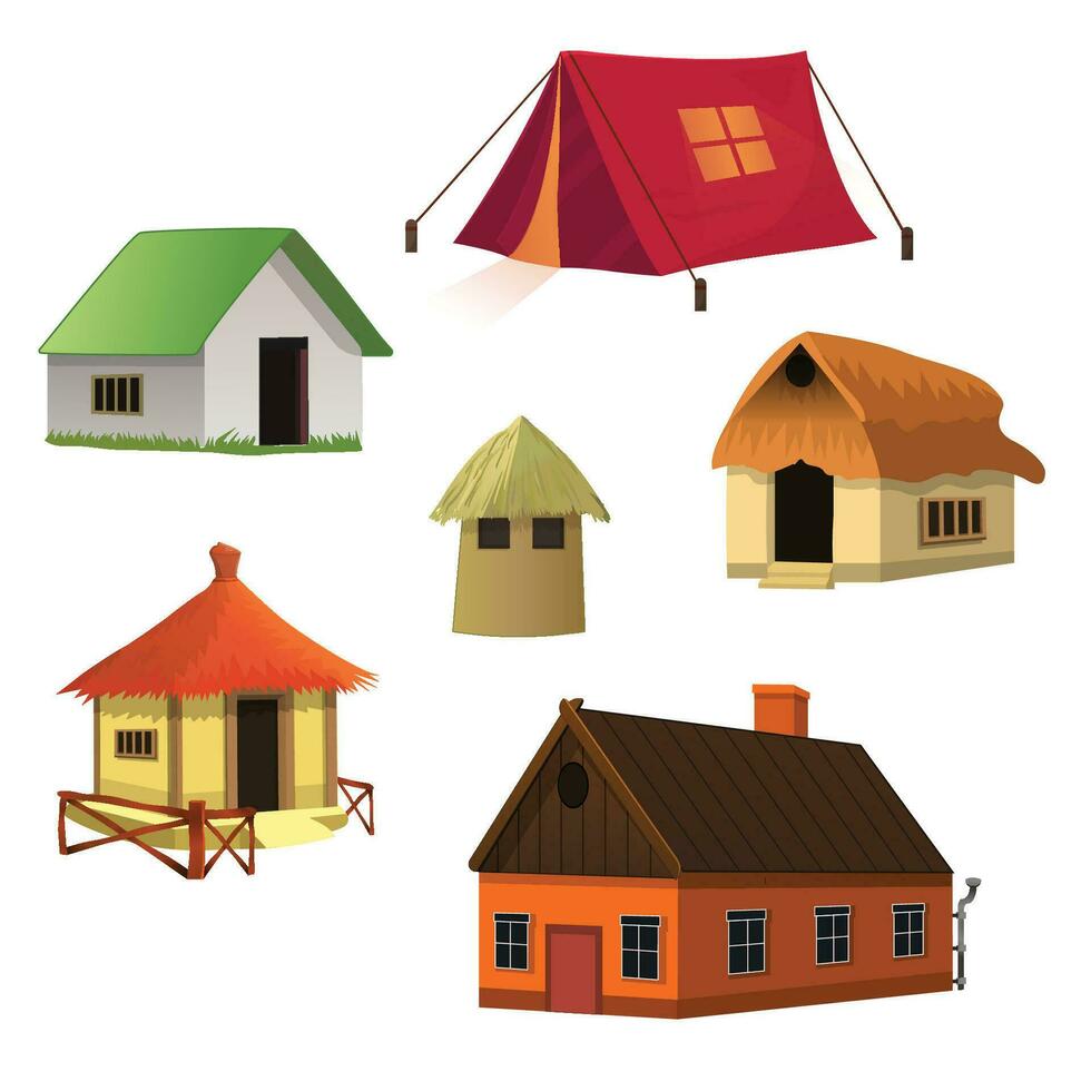 Different types of humans shelter, vector illustration 28083303 Vector