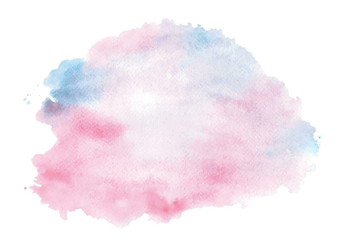 Abstract watercolor pink and blue paint stain on white background vector