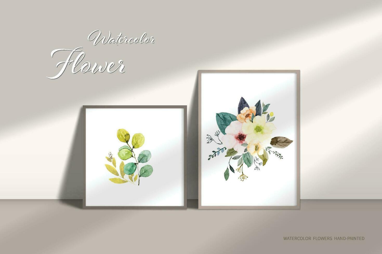 Floral bouquets elements watercolor hand-painted vector