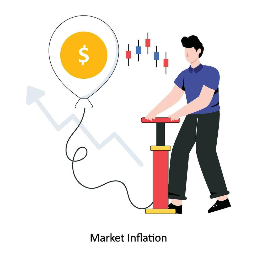 mercado inflación plano estilo diseño vector ilustración. valores ilustración