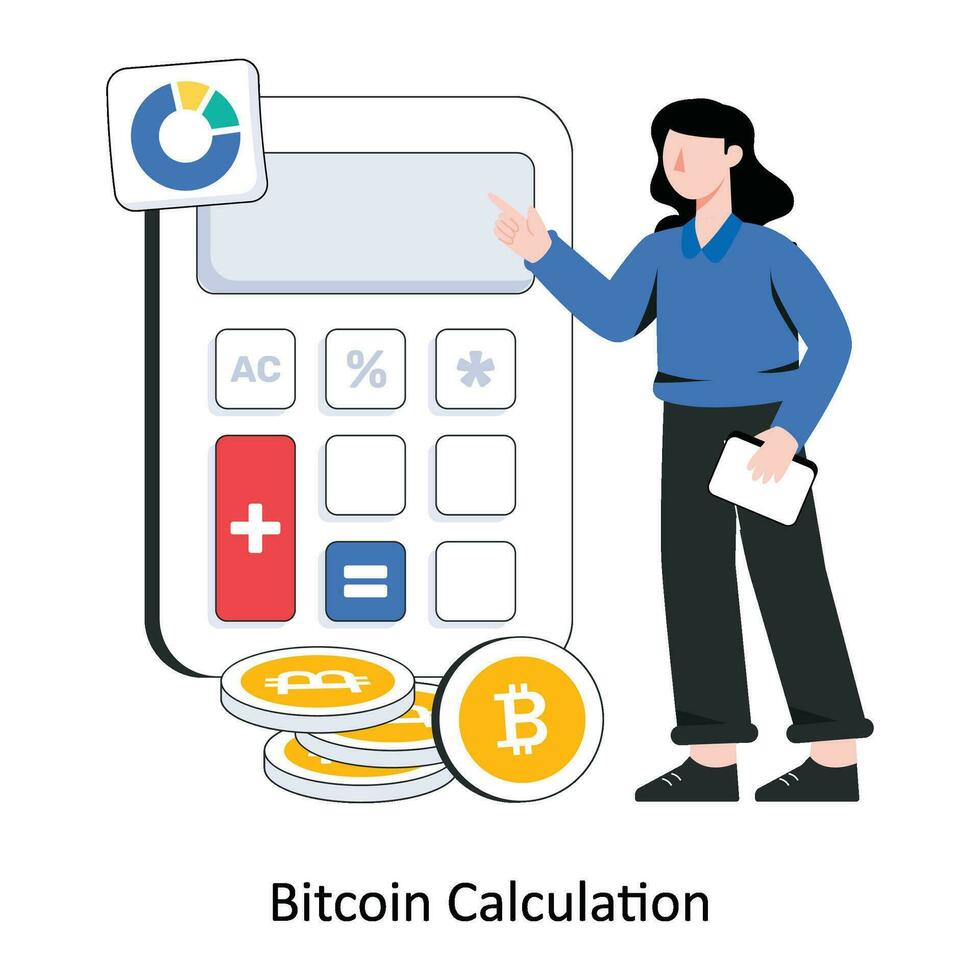 Bitcoin Calculation flat style design vector illustration. stock illustration