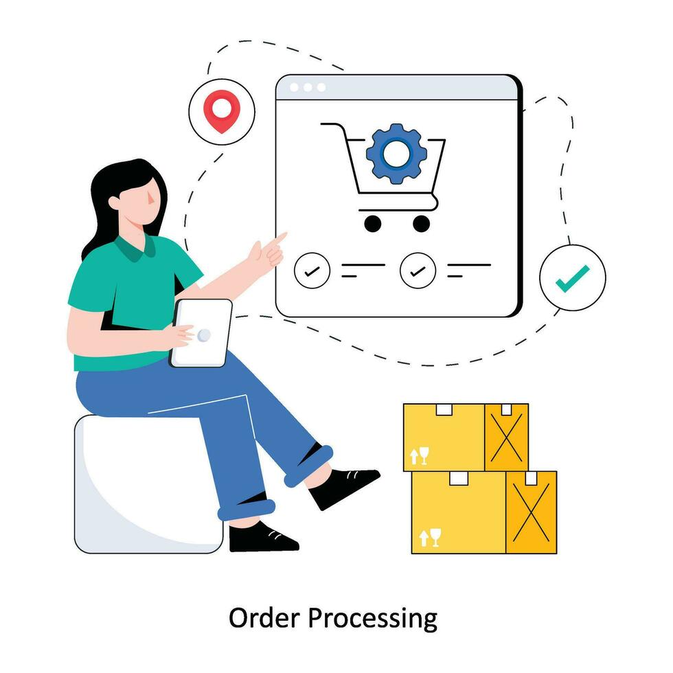 Order Processing flat style design vector illustration. stock illustration