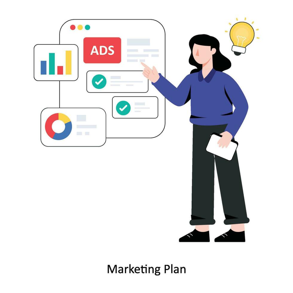 Marketing Plan flat style design vector illustration. stock illustration