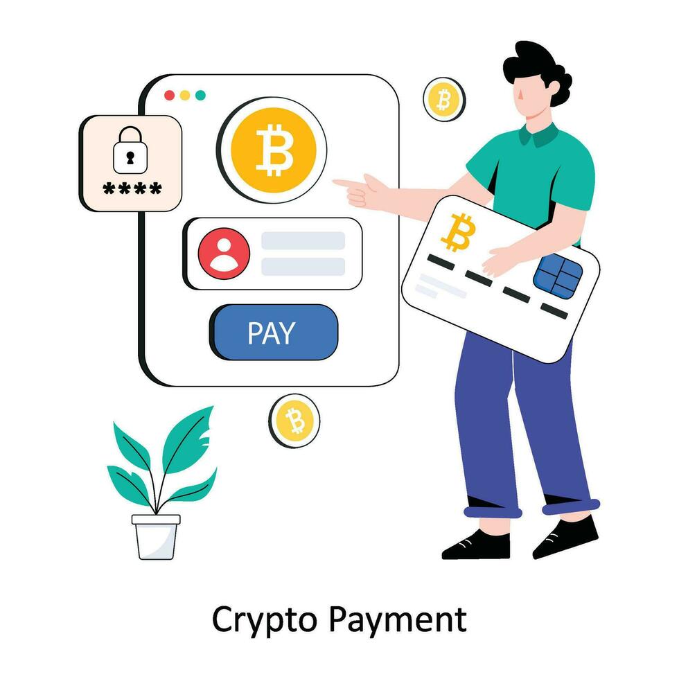 Crypto Payment  flat style design vector illustration. stock illustration