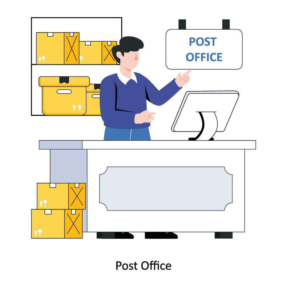 Post Office flat style design vector illustration. stock illustration