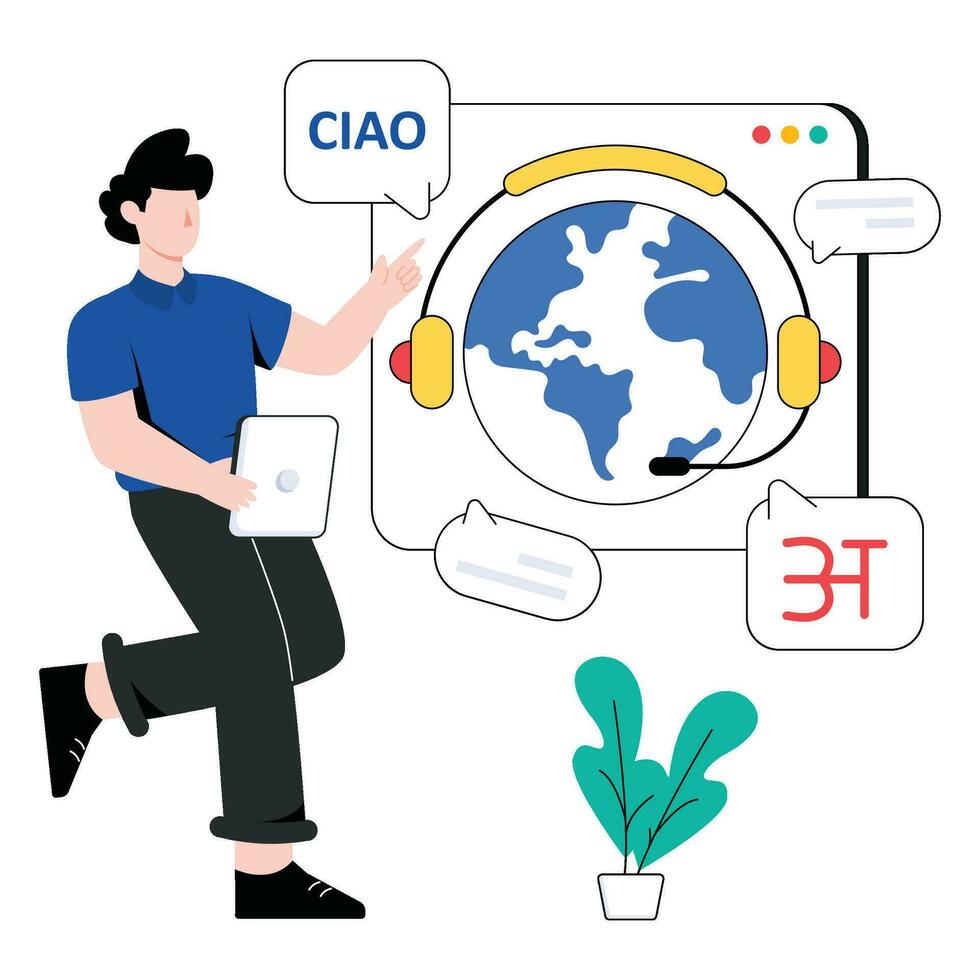 Foreign Language Translation flat style design vector illustration