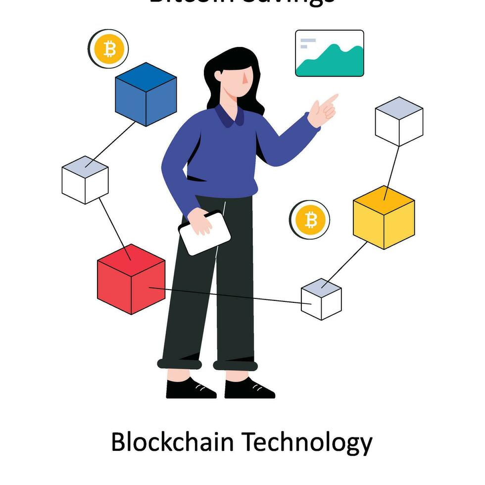 Blockchain Technology flat style design vector illustration. stock illustration