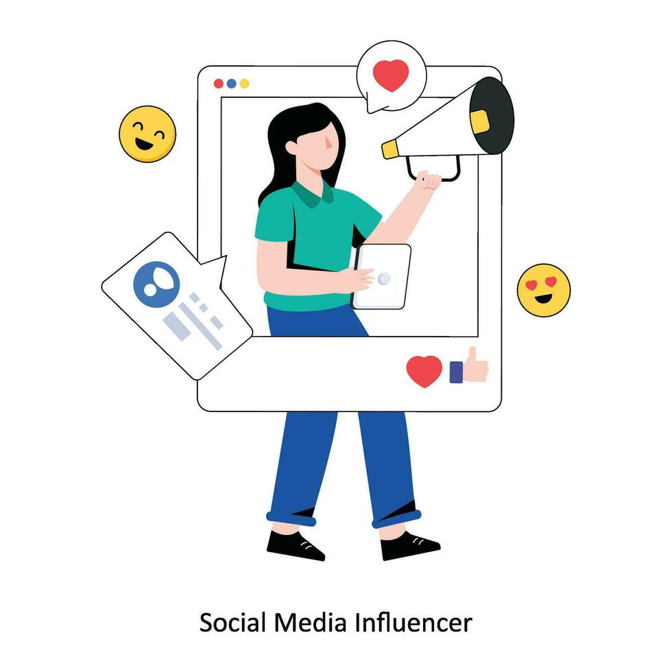 Social Media Influencer flat style design vector illustration. stock illustration