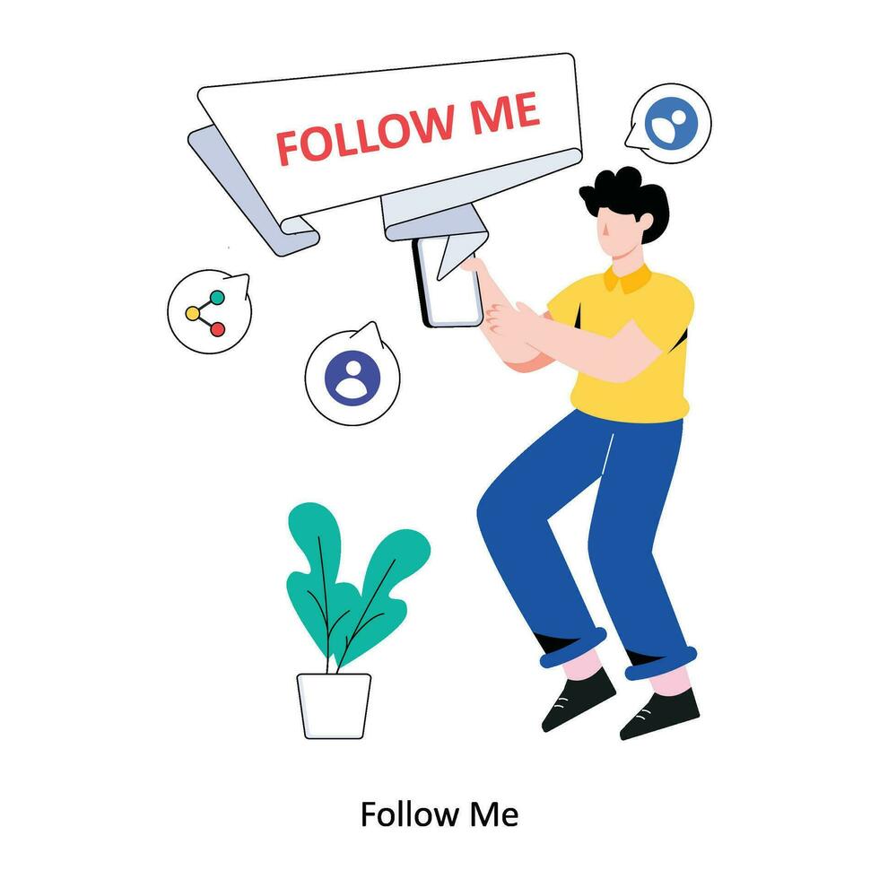 Follow Me flat style design vector illustration. stock illustration