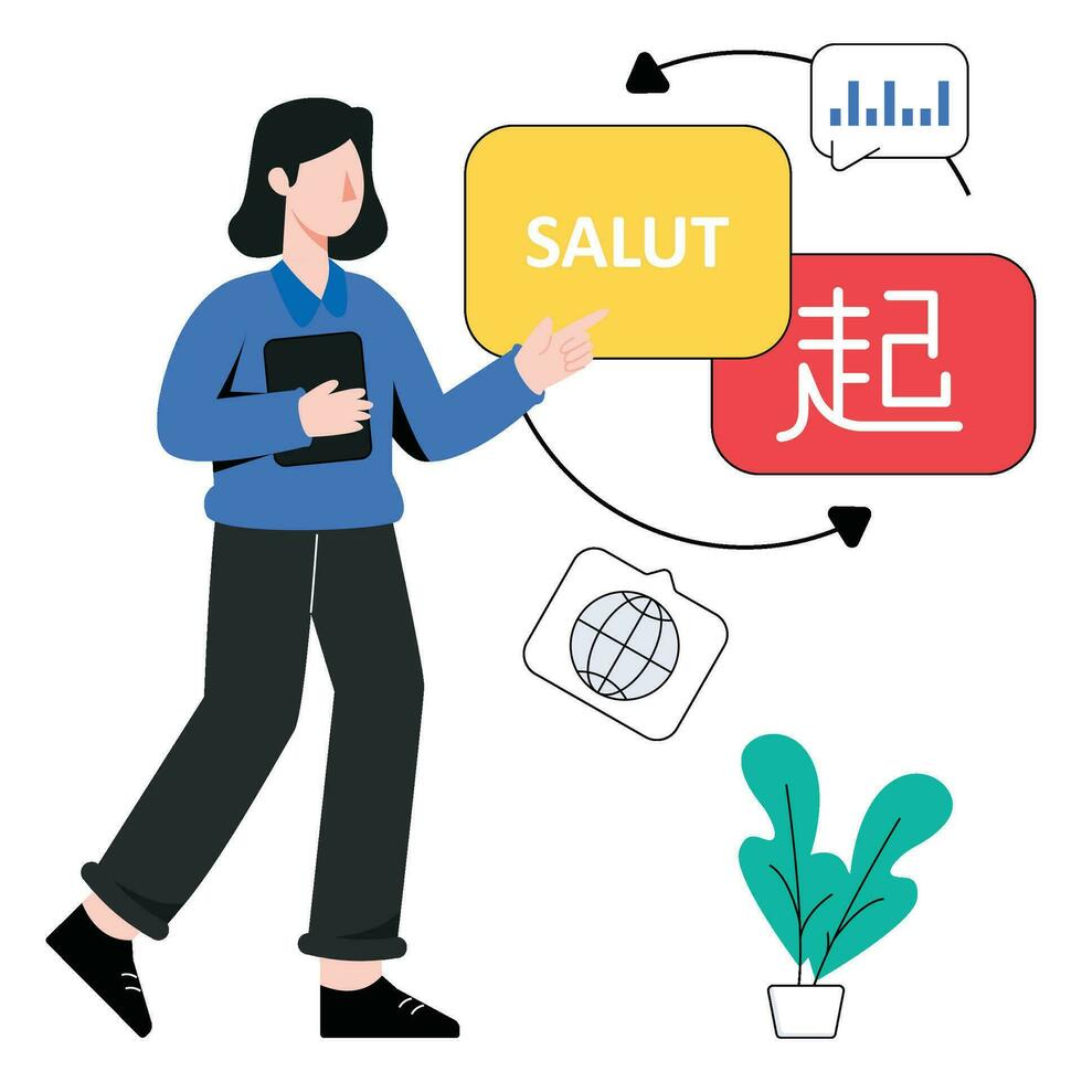 Translation Exchange flat style design vector illustration. stock illustration