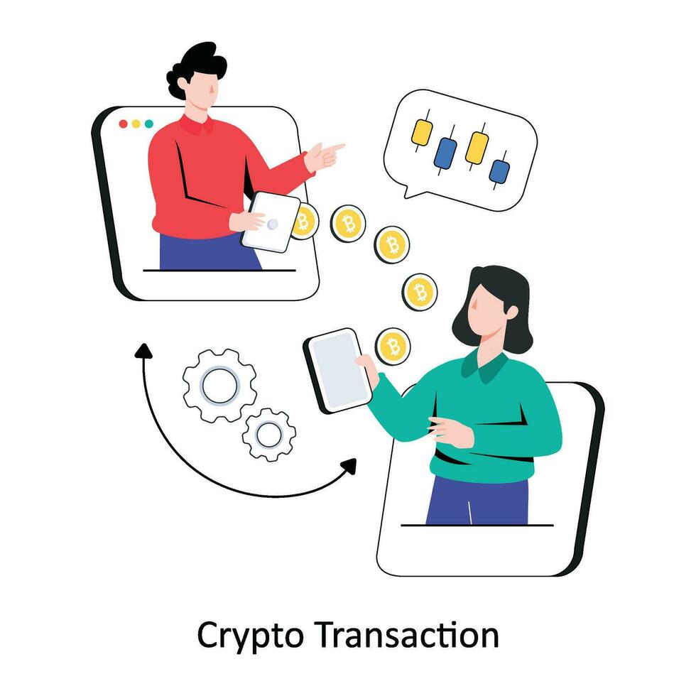 Crypto Transaction flat style design vector illustration. stock illustration