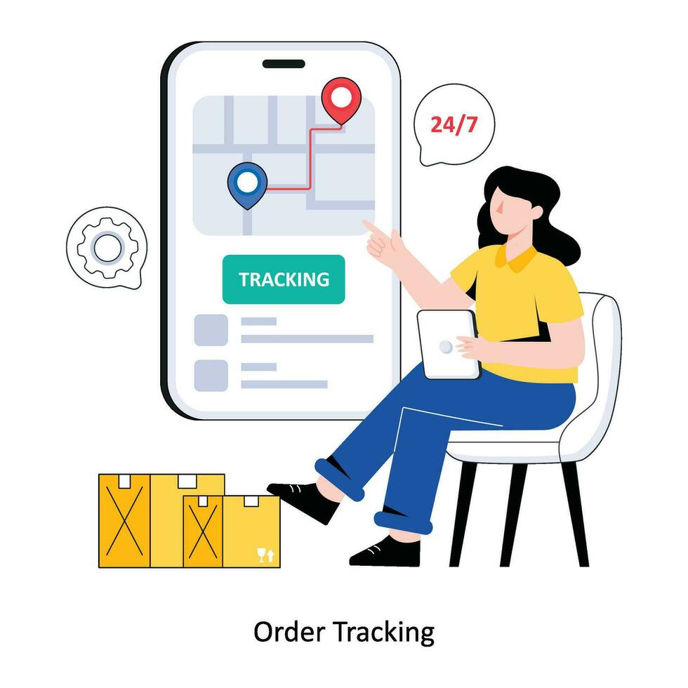 Order Tracking flat style design vector illustration. stock illustration