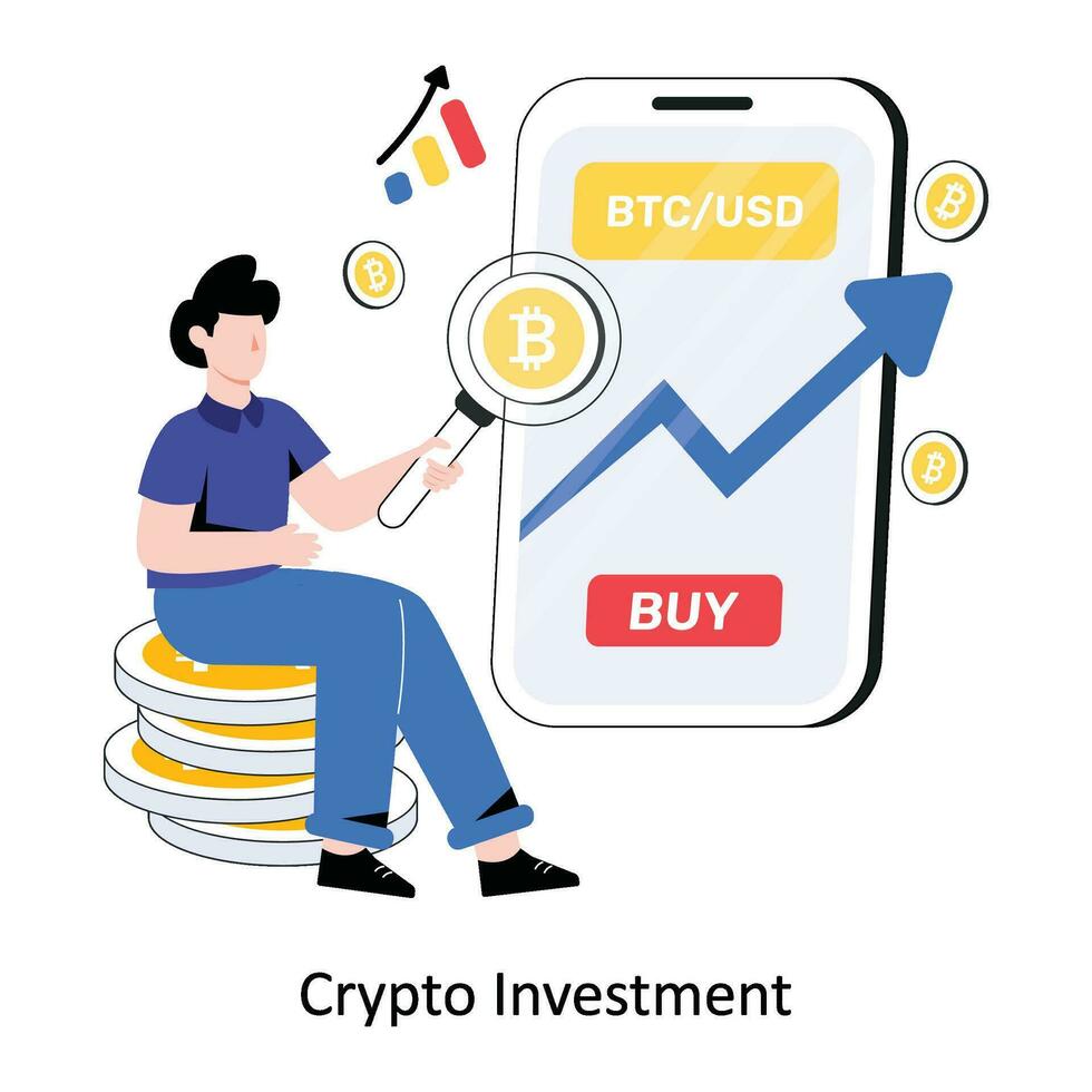 Crypto Investment flat style design vector illustration. stock illustration
