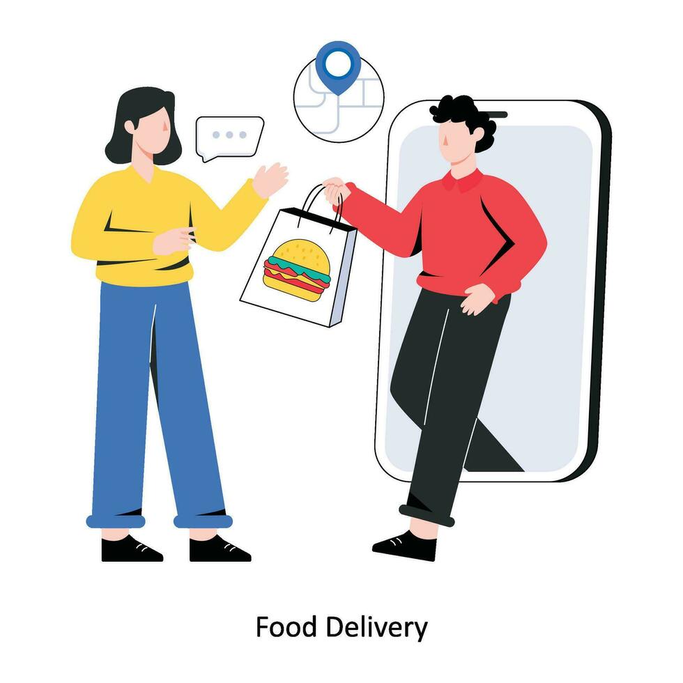 Food Delivery flat style design vector illustration. stock illustration