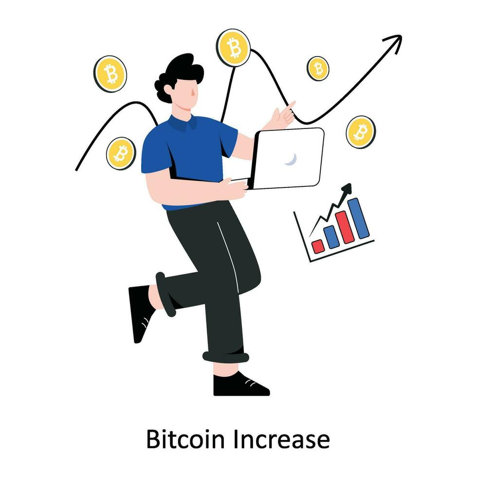 bitcoin incrementar plano estilo diseño vector ilustración. valores ilustración
