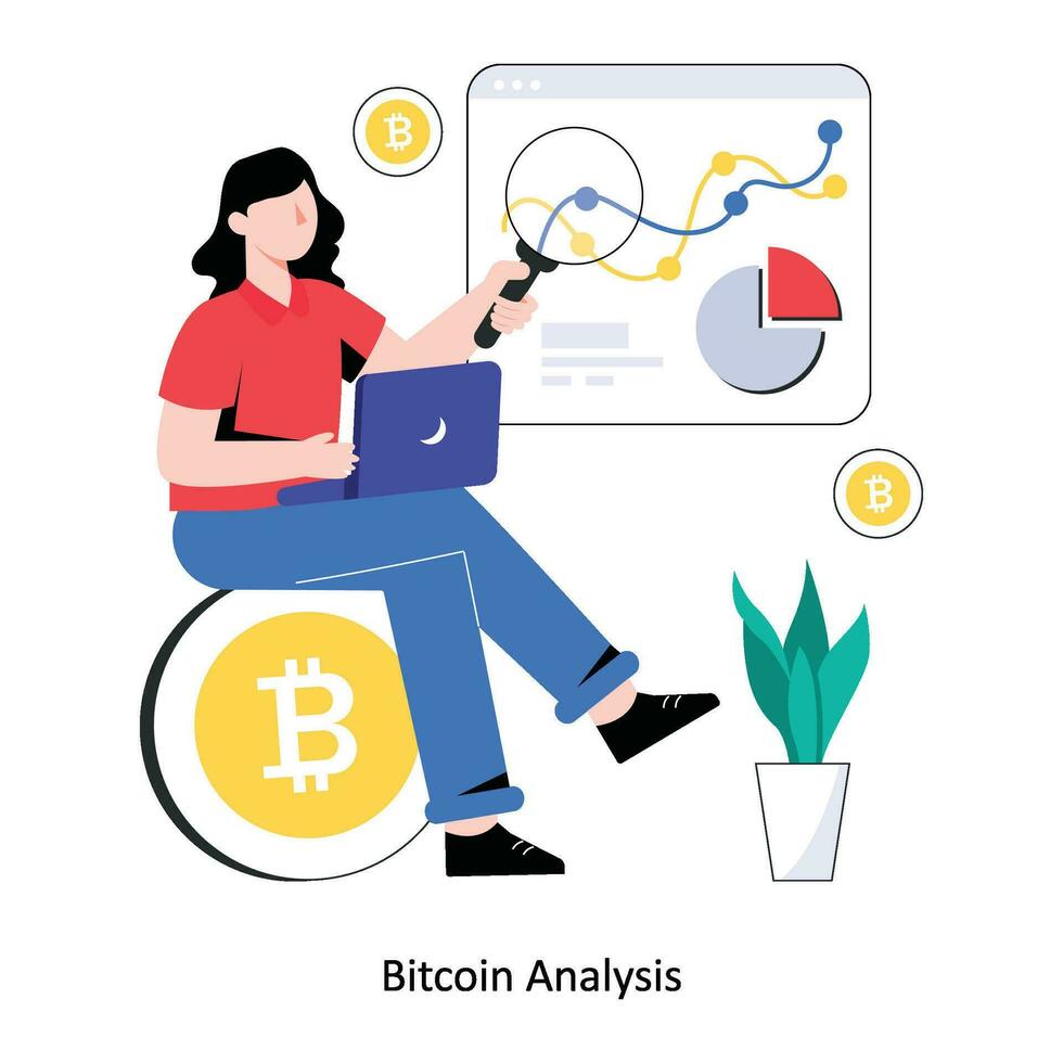 Bit coin Analysis Flat Style Design Vector illustration. Stock illustration