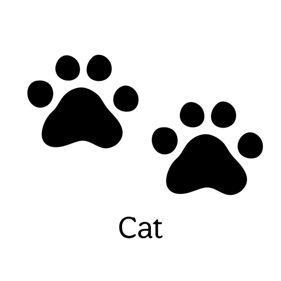 Black silhouette cat footprint isolated on white vector