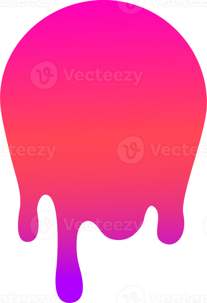 Melted drips shape. Drop flow of neon gradient liquid. Sauce chocolate ink splashes. png
