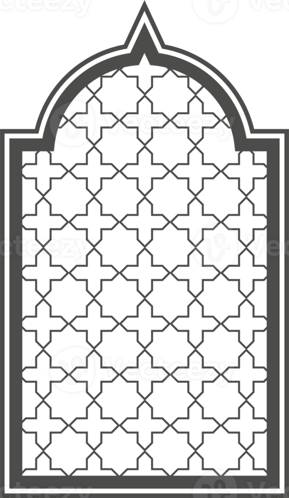 Ramadan window with pattern. Arabic frame of mosque door. Islamic design template. Oriental decoration with ornament. png